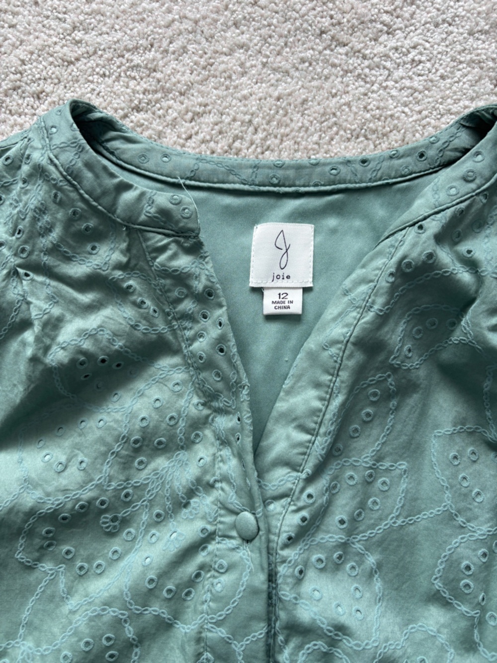 Joie Sage Green Eyelet Midi Dress with Belt Cottagecore - Picture 3 of 5